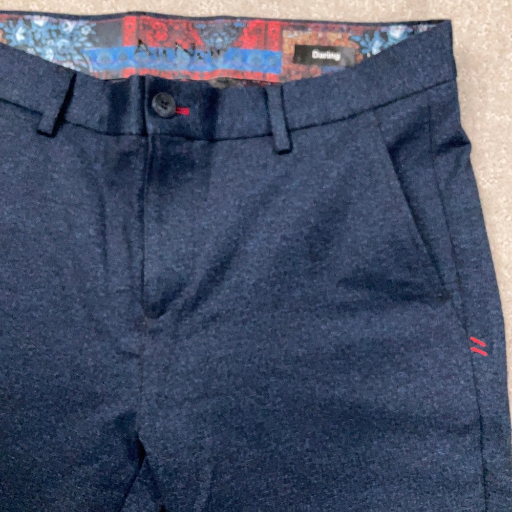 Au Noir Daring Dress Pants Mens 32 Navy Blue Excellent Stretch Beretta-Bale - Picture 2 of 12